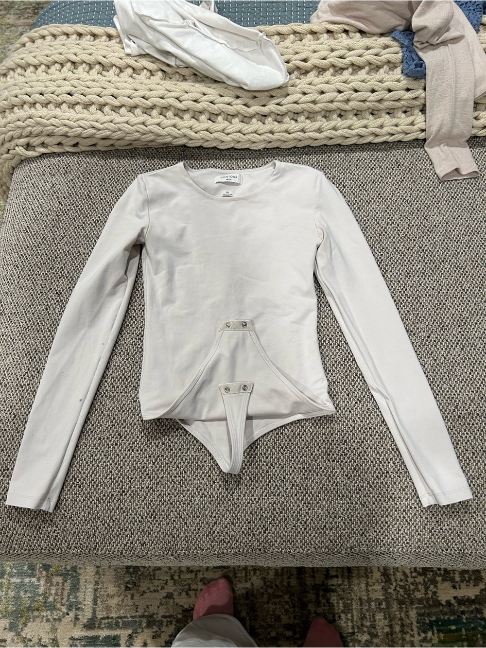 Aritzia Kids Cream Long-Sleeve Snap-Closure One-Piece Bodysuit